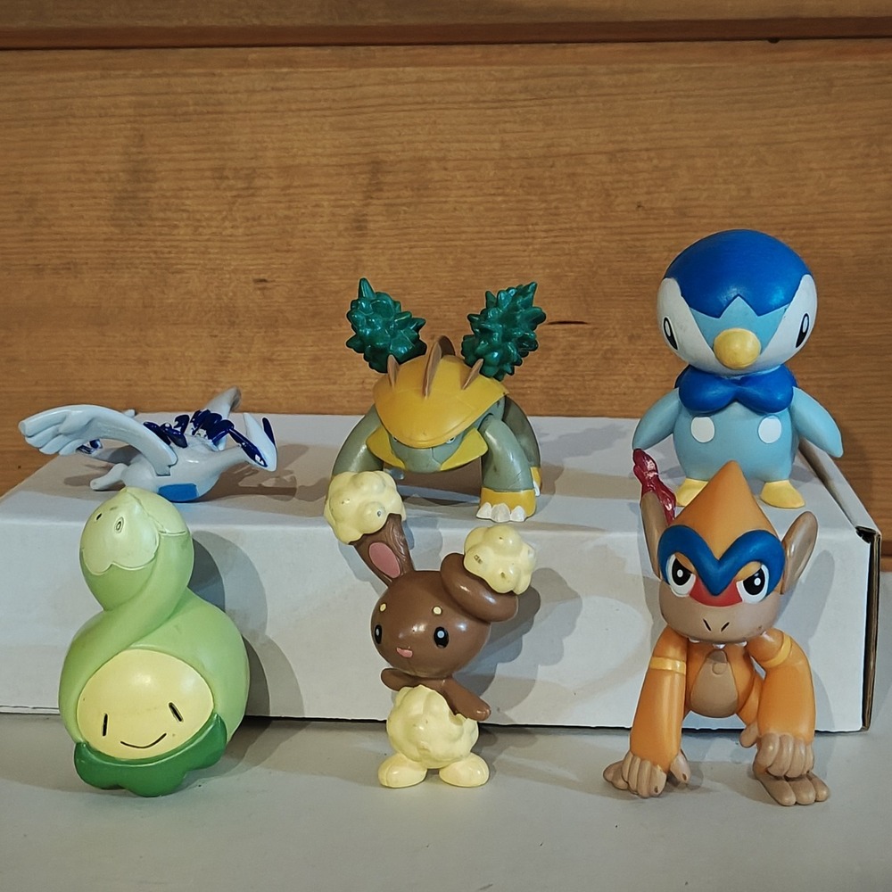 Lot of 6 Jakks 2007 2010 Pokemon Figure Toy  Lugia Monferno Budew‎ Piplup Grotle